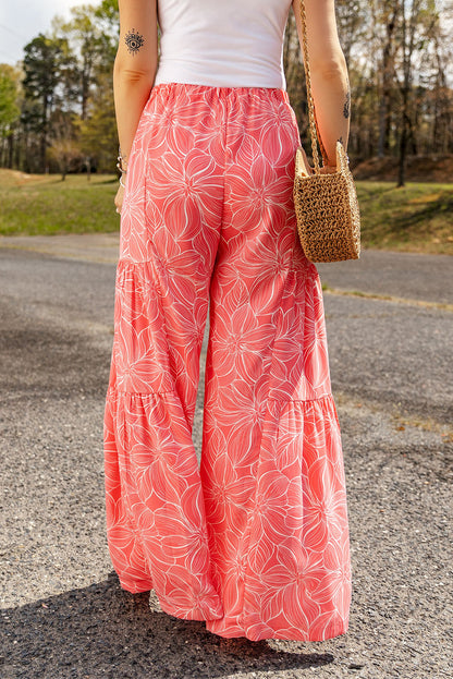 Floral Tiered Wide Leg Pants - Trendy and Comfortable