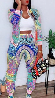 Sleek Multi-Colored 2-Piece track suit