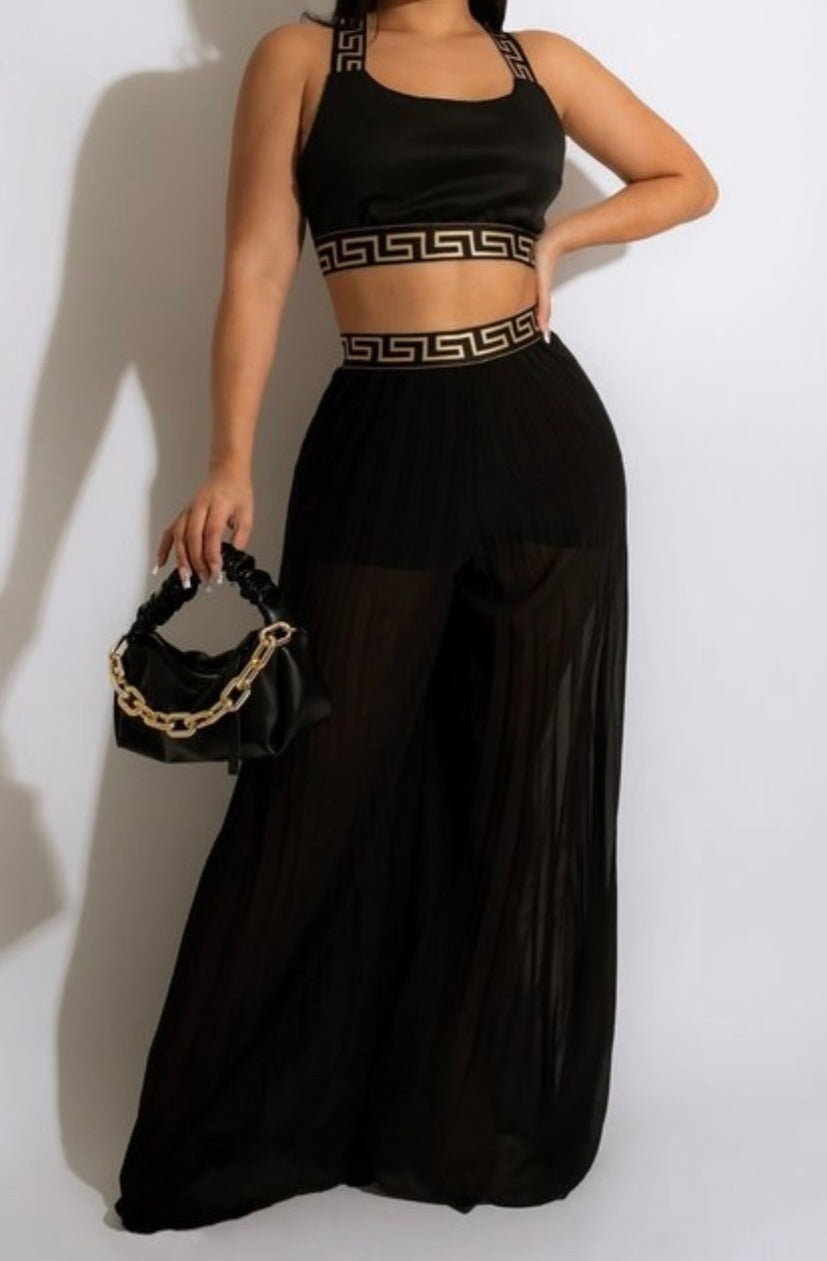 Sleek Black and Gold Greek Goddess Set - Elegance & Glamour